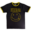 Nirvana 'Outline Happy Face' (Black) Eco Ringer T-Shirt
