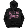 Foals 'Life Is Yours Text' (Black) Pull Over Hoodie Back Print