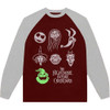 The Nightmare Before Christmas 'Stacked Faces' (Maroon & Grey) Long Sleeve Shirt