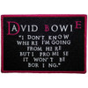 David Bowie 'I Dont Know Where I'm Going' (Iron On) Patch