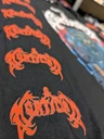 Mortician 'Hacked Up for Barbecue' (Black) Long Sleeve Shirt right arm print detail
