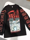 Death 'Symbolic' (Black) Long Sleeve Shirt laid out on a bench