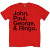 The Beatles 'John, Paul, George & Ringo' (Red) T-Shirt