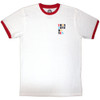 The Stone Roses 'Side Text Ringer' (White & Red) Eco Ringer T-Shirt