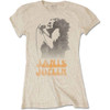 Janis Joplin 'Working The Mic' (Sand) Womens Fitted T-Shirt