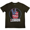 John Lennon 'Peace Fingers US Flag' (Military Green) T-Shirt