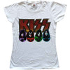 KISS 'Logo, Faces & Icons' (White) Womens Fitted T-Shirt
