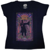 Janis Joplin 'Paisley & Flowers Frame' (Navy Blue) Womens Fitted T-Shirt