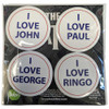 The Beatles 'I Love 4 Pack Large' Button Badge Pack