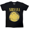 Nirvana 'Happy Face Infill Distressed' (Black) Carbon T-Shirt