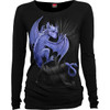 Spiral 'Pocket Dragon' (Black) Womens Fitted Long Sleeve Baggy T-Shirt