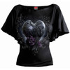Spiral 'Raven Heart' (Black) Latin Boatneck Top