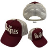 The Beatles 'Drop T Logo & Apple' (Maroon Red & Natural) Trucker Cap