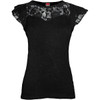 Spiral 'Plain' (Black) Womens Fitted Lace Layered Cap Sleeve Top