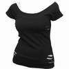 Spiral 'Plain' (Black & White) Womens Fitted 2-in-1 Ripped Top