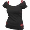 Spiral 'Plain' (Black & Red) Womens Fitted 2-in-1 Ripped Top