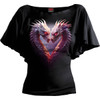 Spiral 'Heart Of Dragons' (Black) Womens Fitted Latin Boatneck Top