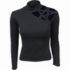 Spiral 'Plain' (Black) Womens Fitted Pentagram Shoulder Top