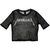 Metallica 'Logo' (Black) Womens Fitted Mesh Crop Top