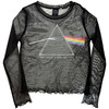 Pink Floyd 'DSOTM Courier' (Black) Womens Fitted Long Sleeve Mesh Crop Top