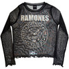 Ramones 'Presidential Seal' (Black) Womens Fitted Long Sleeve Mesh Crop Top