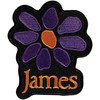 James 'Orange Logo Purple Daisy' Iron On Woven Patch