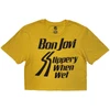 Bon Jovi 'Slippery When Wet' (Yellow) Womens Fitted Crop Top