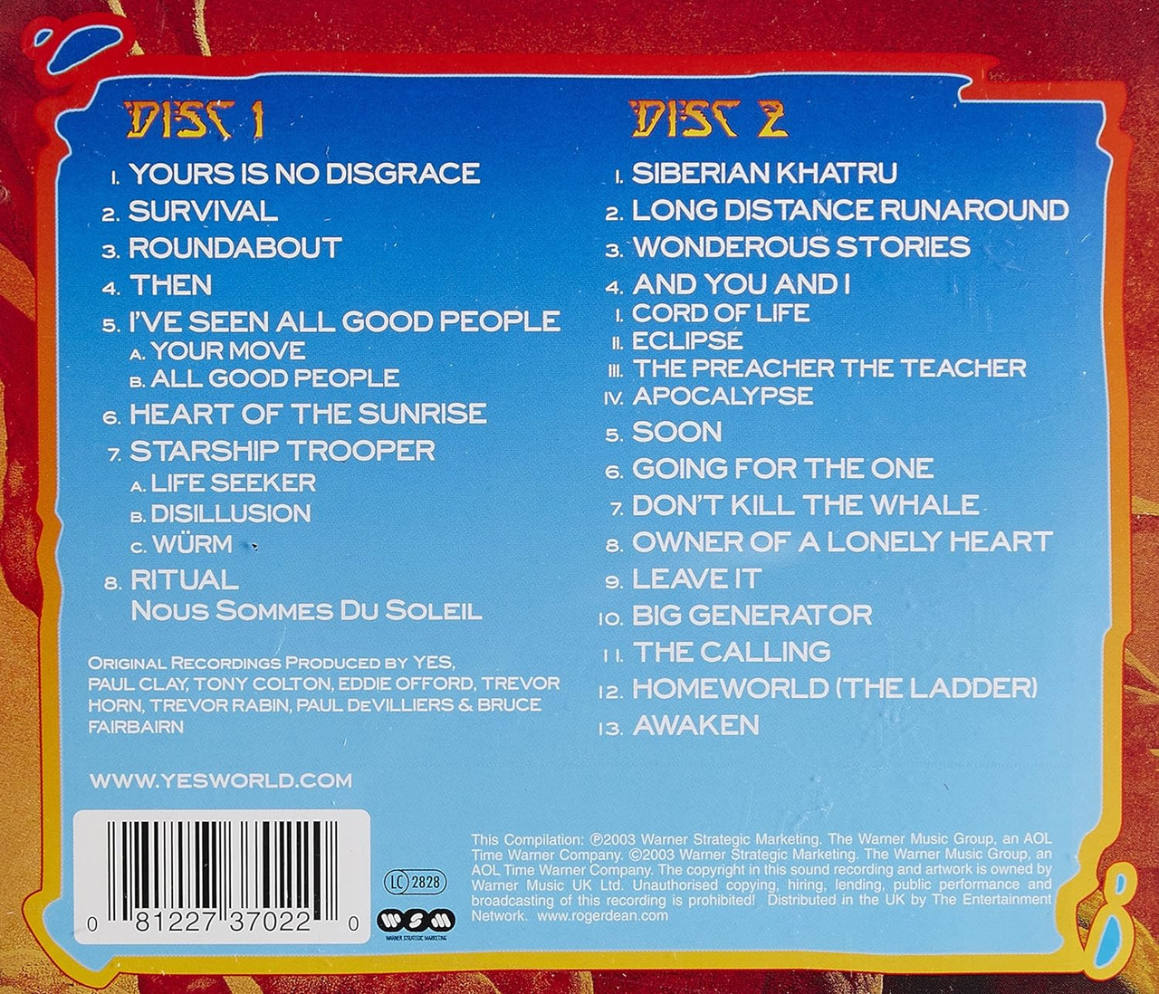 Yes 'Ultimate Yes 35th Anniversary Collection' 2CD Yes 'Ultimate Yes 35th Anniversary Collection' 2CD
