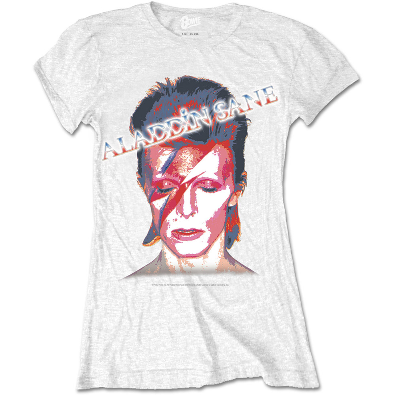 David Bowie 'Aladdin Sane (White)' Womens Fitted T-Shirt