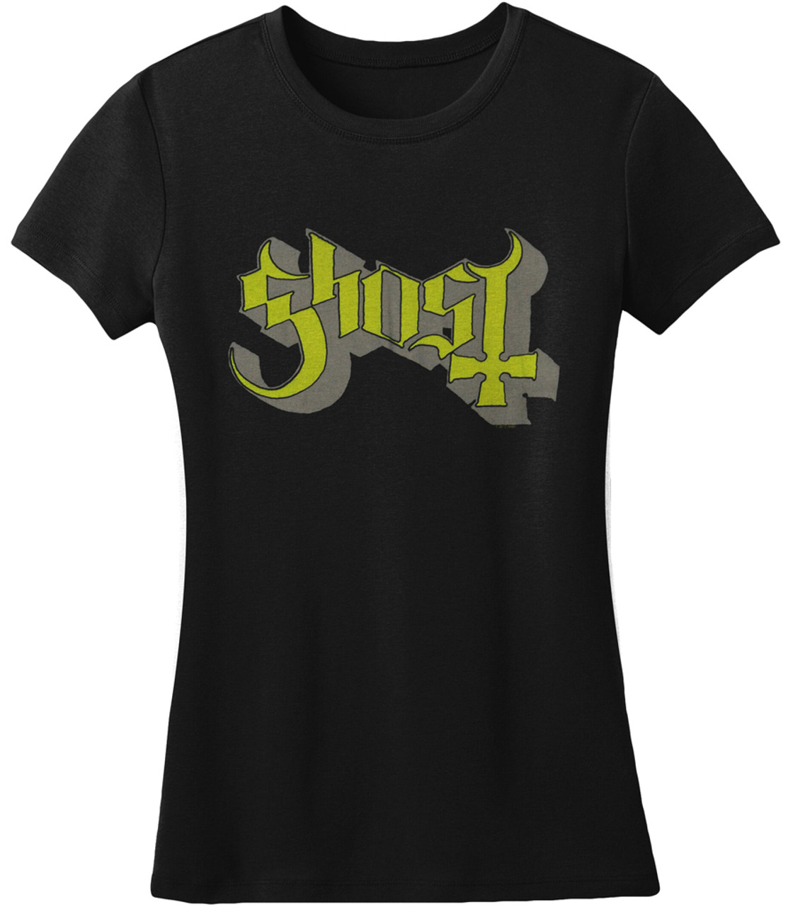 Ghost 'Green/ Grey Keyline Logo' Womens Fitted T-Shirt