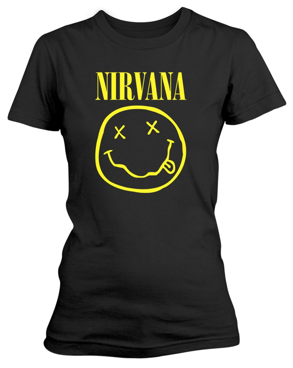 Nirvana 'Happy Face Logo' Womens Fitted T-Shirt