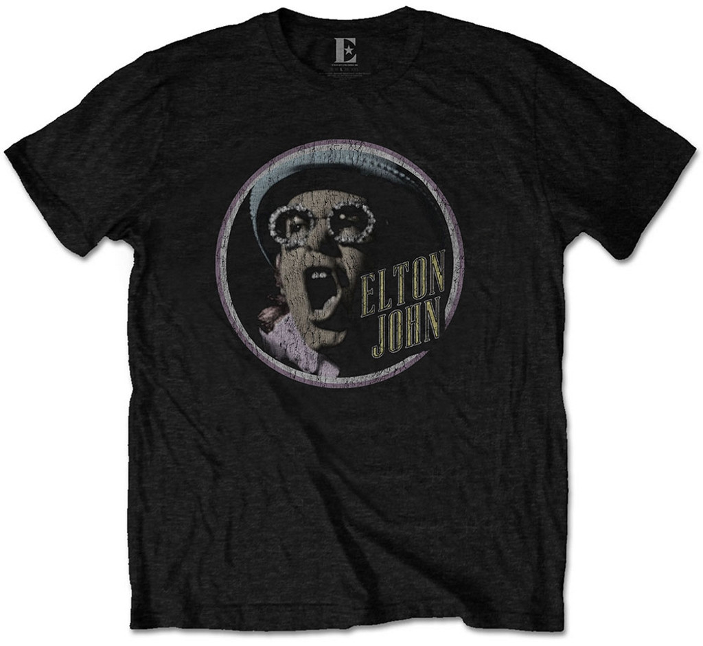 Elton John 'Vintage Circle' (Black) T-Shirt