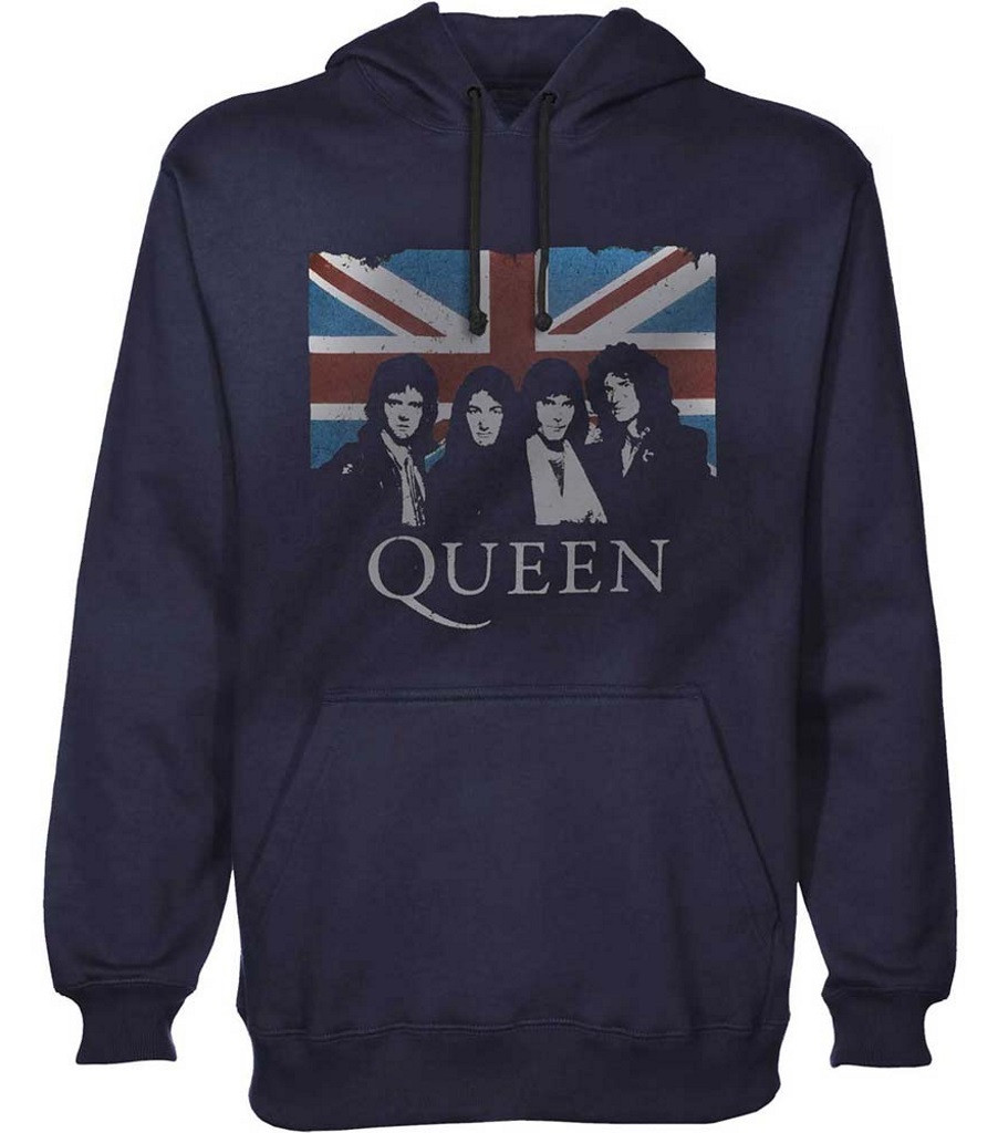 Queen 'Union Jack' (Navy) Pull Over Hoodie1