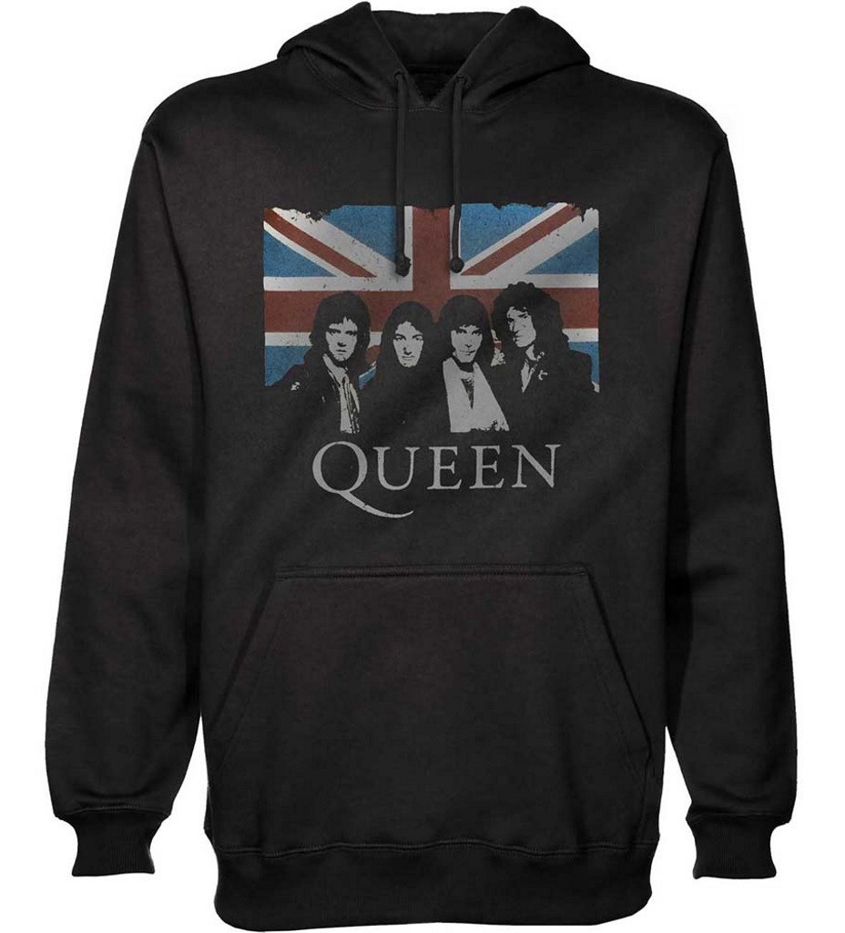 Queen 'Union Jack' (Black) Pull Over Hoodie