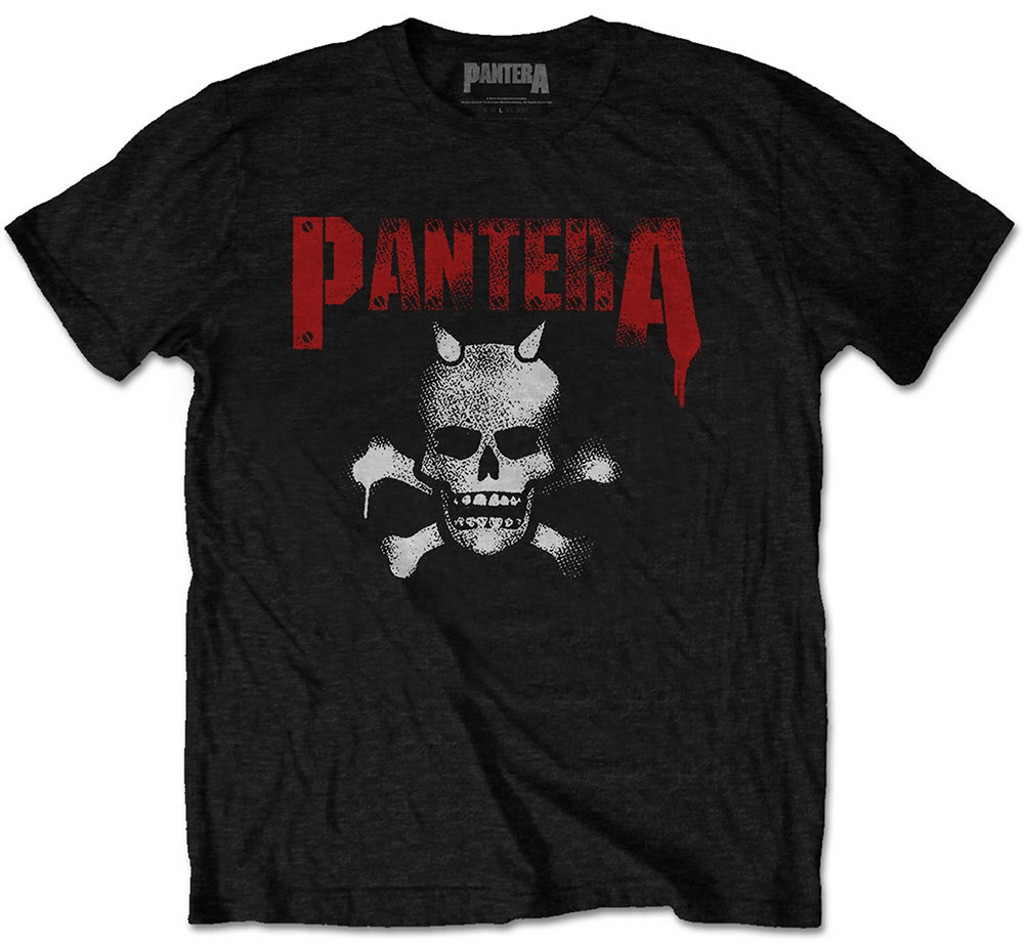 Pantera 'Horned Skull Stencil' (Black) T-Shirt