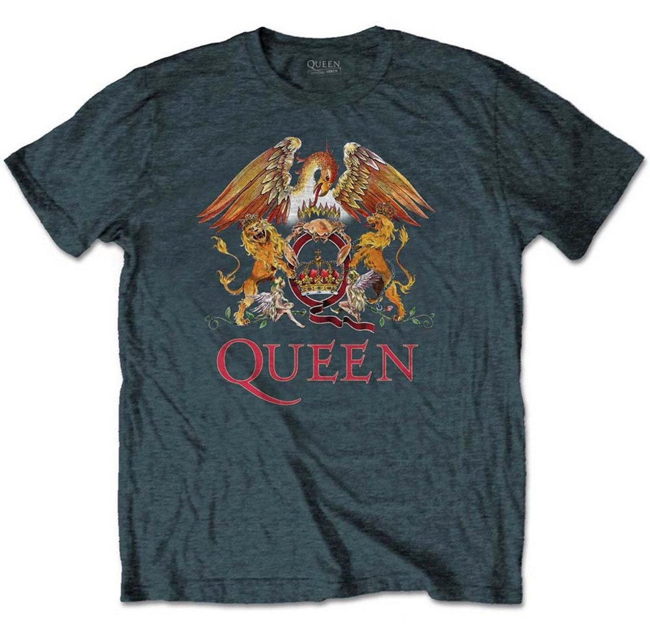 Queen 'Classic Crest' (Grey) T-Shirt