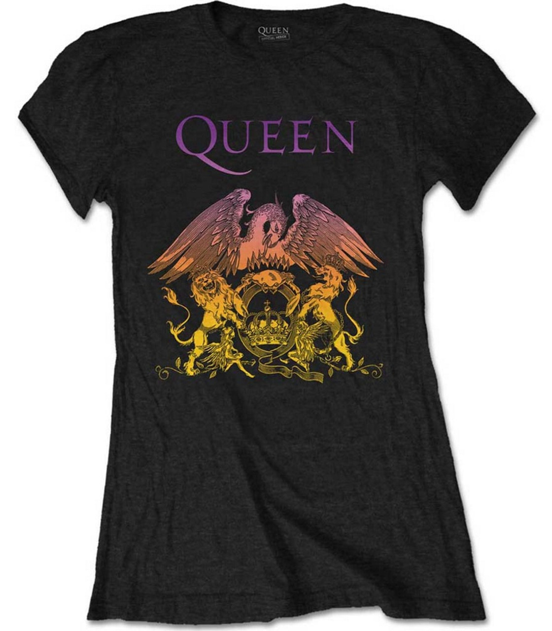 Queen 'Gradient Crest' (Black) Womens Fitted T-Shirt