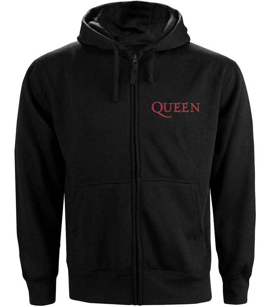 Queen 'Classic Crest' (Black) Zip Up Hoodie
