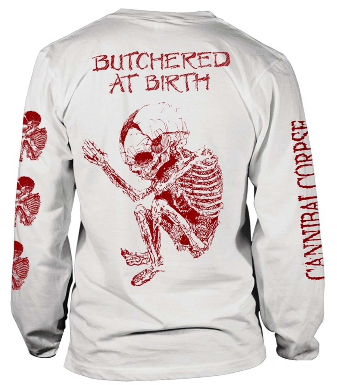 Cannibal Corpse 'Butchered At Birth Logo' (White) Long Sleeve Shirt