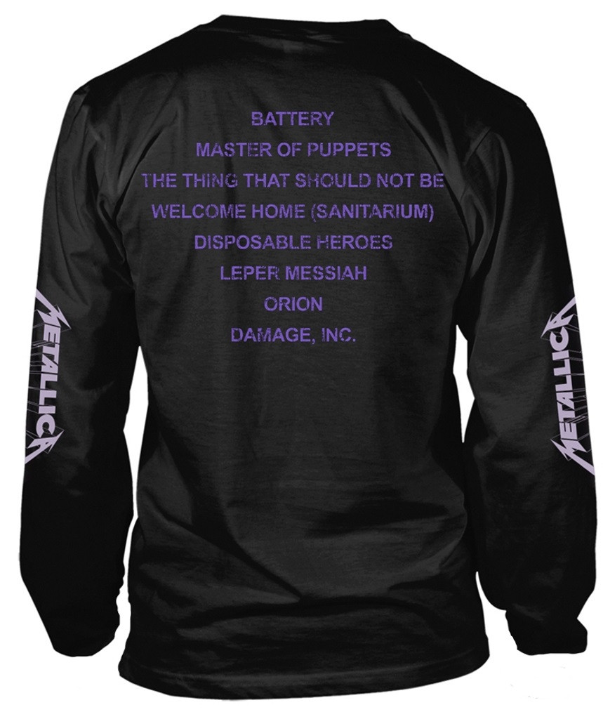 Metallica 'Master Of Puppets Tracks' (Black) Long Sleeve Shirt
