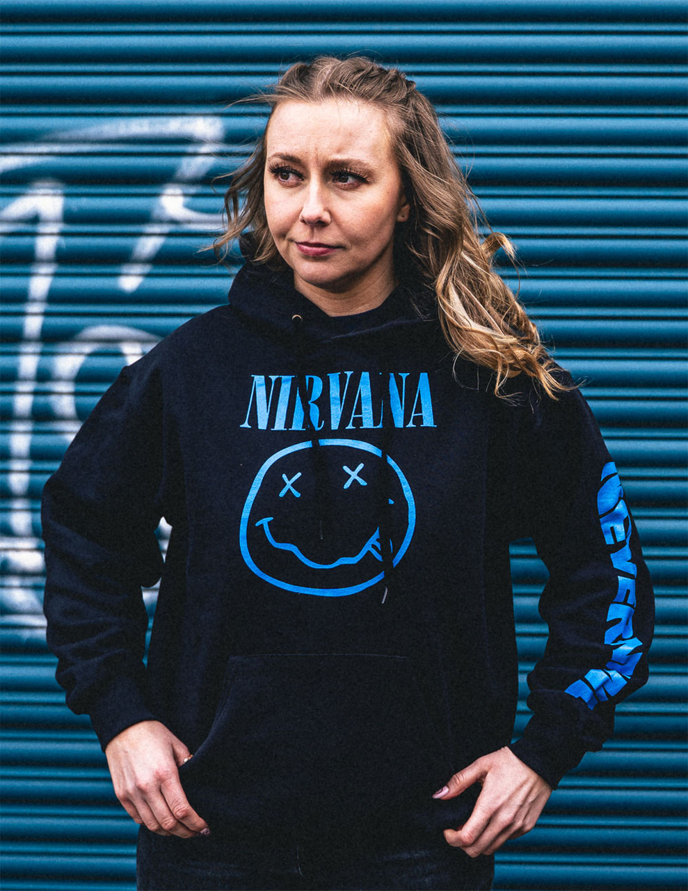Nirvana 'Nevermind Smile' (Black) Pull Over Hoodie | Eyesore Merch
