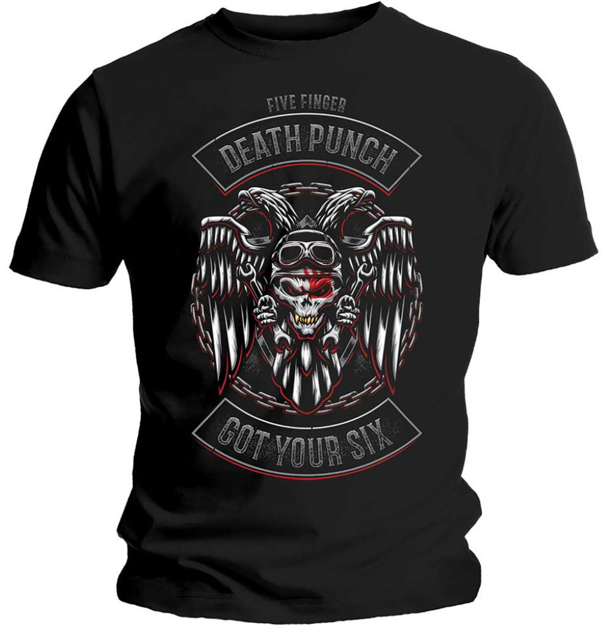 Five Finger Death Punch Biker Badge Black T Shirt