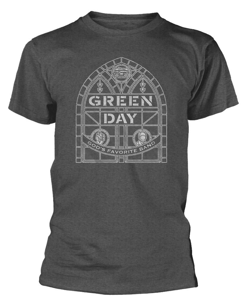 Green Day 'Stained Glass Arch' (Grey) T-Shirt