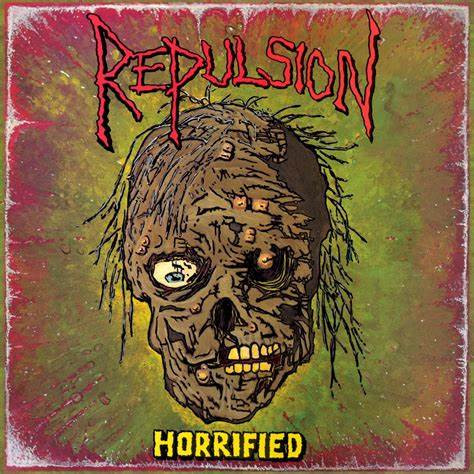 Repulsion 'Horrified' LP Clear with Swamp Green Cloudy Effect & Splatter Edition Vinyl