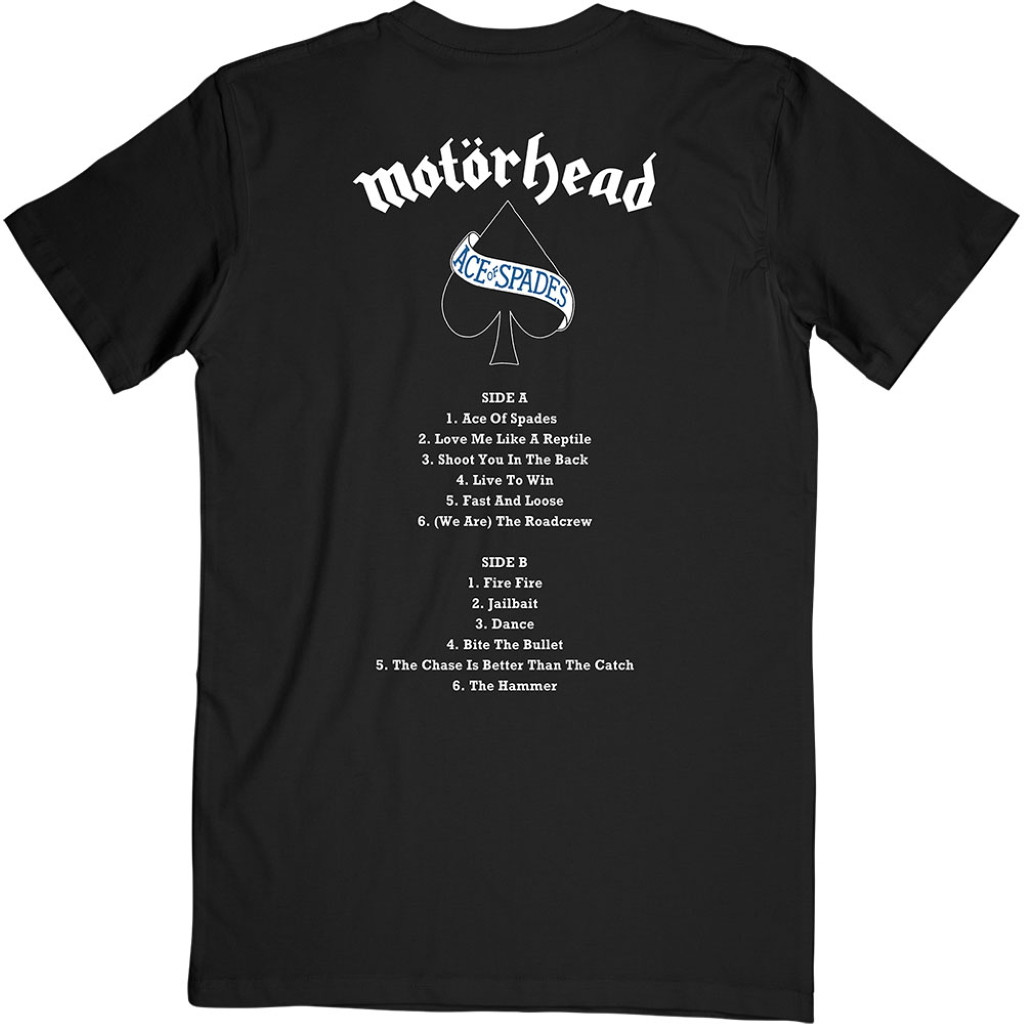 Motorhead 'Ace Of Spades Track List' (Black) T-Shirt