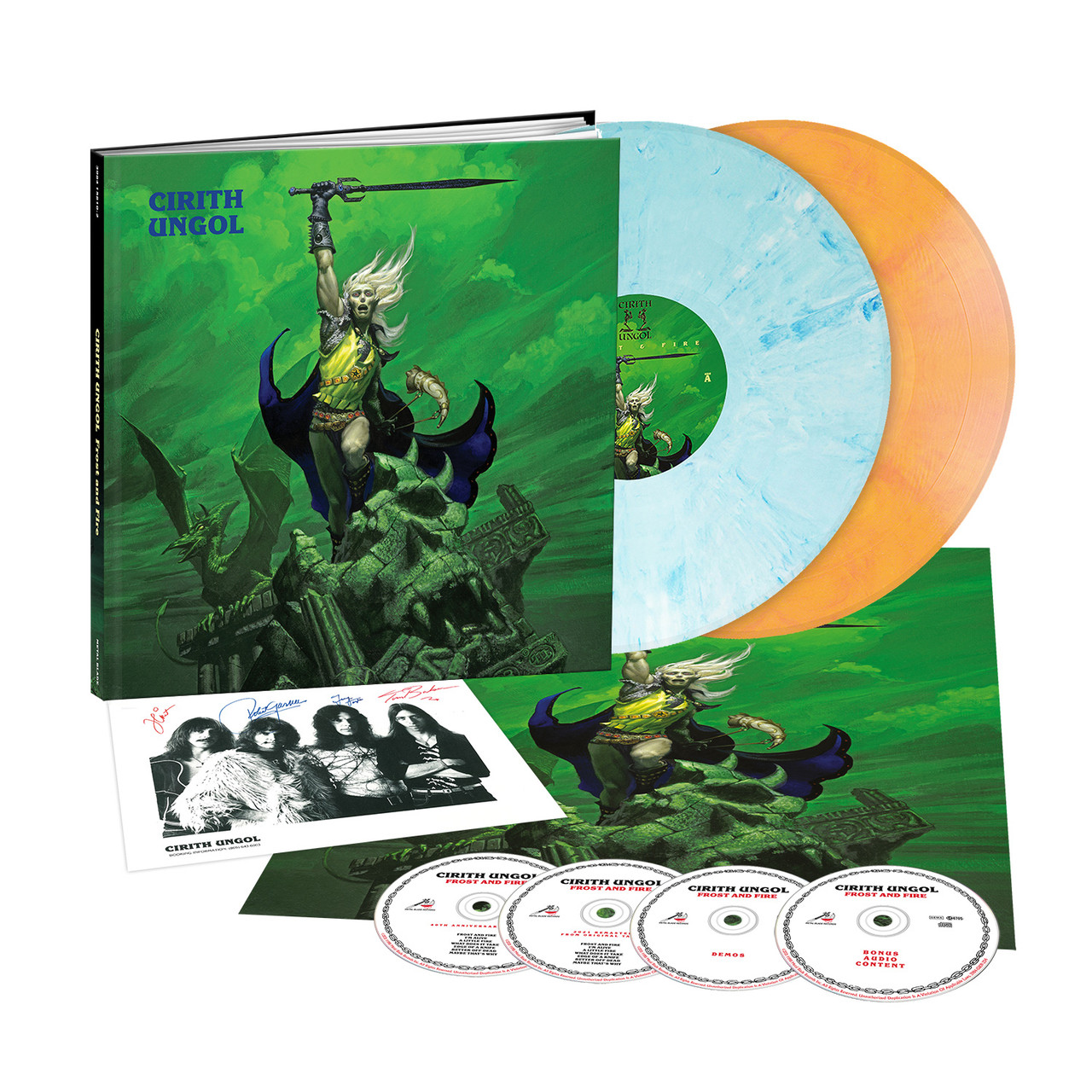 Cirith Ungol 'Frost and Fire' 40th Anniversary 4CD/2LP Frost Blue & Fire Orange Marbled Artbook
