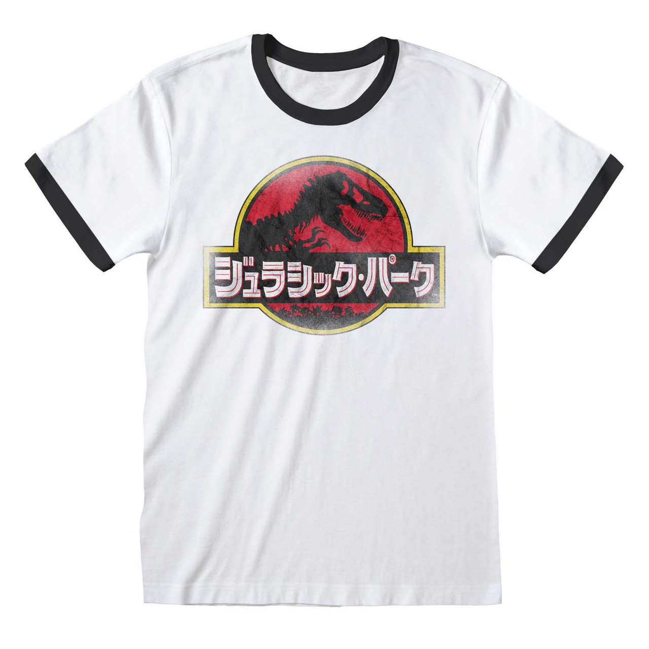 Jurassic Park 'Japanese Logo' (White) Ringer T-Shirt