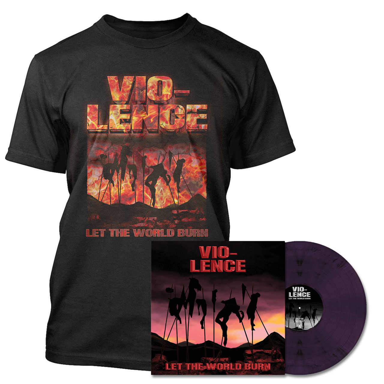 PRE-ORDER - Vio-Lence 'Let The World Burn' 12" EP  Deep Violet Marbled Vinyl & T-Shirt Bundle - RELEASE DATE 4th March 2022