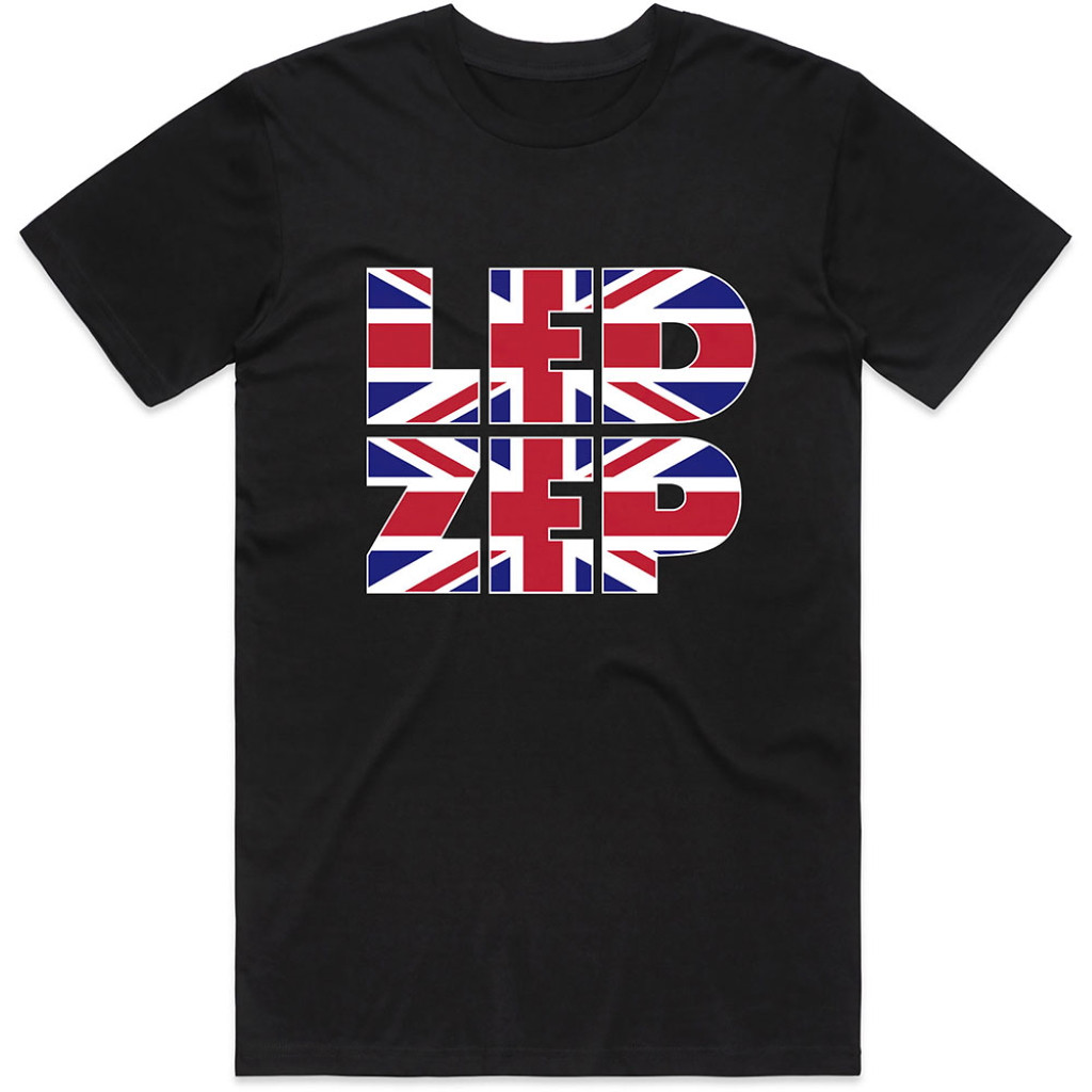 Led Zeppelin 'Union Jack Type' (Black) T-Shirt