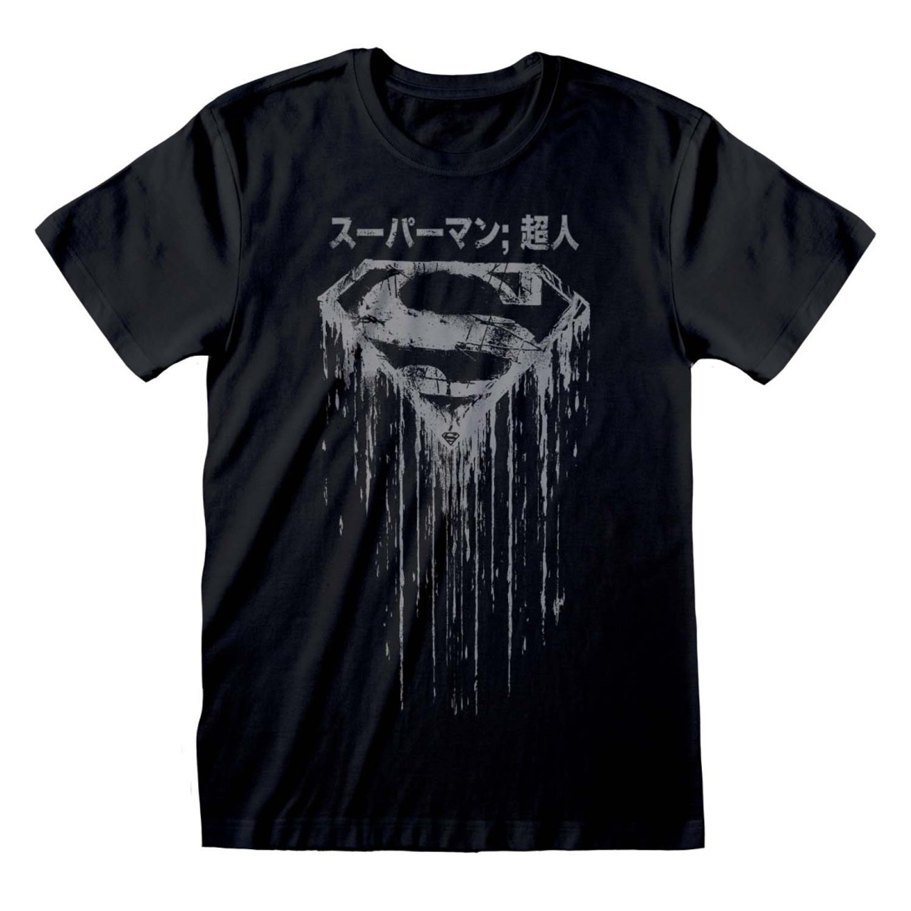 Superman Distressed White Logo T-Shirt Black Superman Distressed White Logo T-Shirt Black
